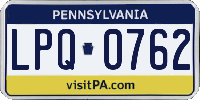 PA license plate LPQ0762