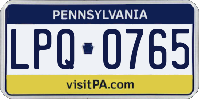 PA license plate LPQ0765