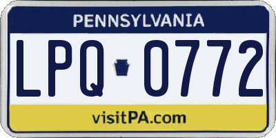 PA license plate LPQ0772