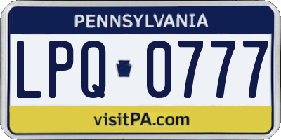PA license plate LPQ0777