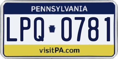 PA license plate LPQ0781