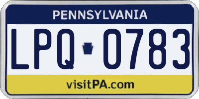 PA license plate LPQ0783