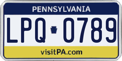 PA license plate LPQ0789
