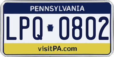 PA license plate LPQ0802