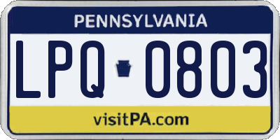 PA license plate LPQ0803