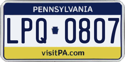 PA license plate LPQ0807