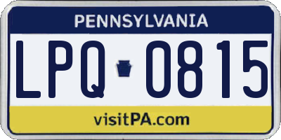 PA license plate LPQ0815