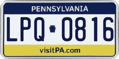PA license plate LPQ0816