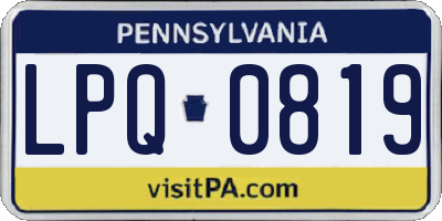 PA license plate LPQ0819