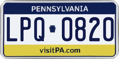 PA license plate LPQ0820