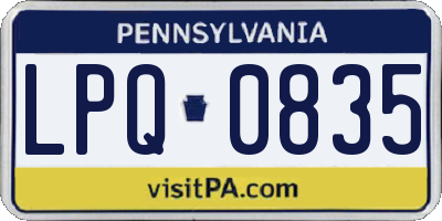 PA license plate LPQ0835