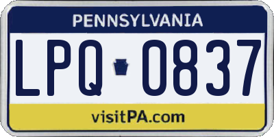 PA license plate LPQ0837