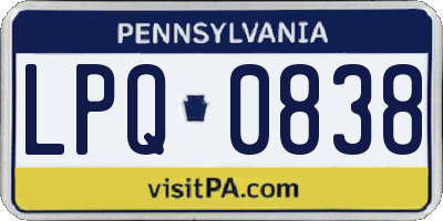 PA license plate LPQ0838