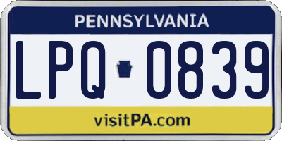 PA license plate LPQ0839