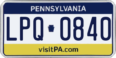PA license plate LPQ0840