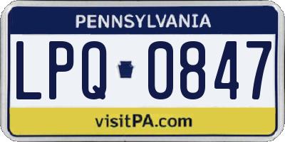 PA license plate LPQ0847