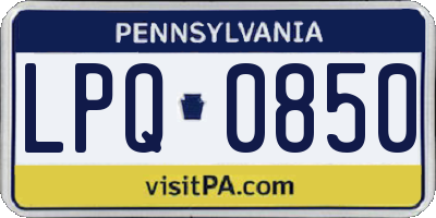 PA license plate LPQ0850