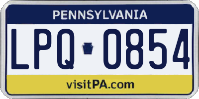 PA license plate LPQ0854