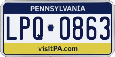 PA license plate LPQ0863