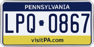 PA license plate LPQ0867