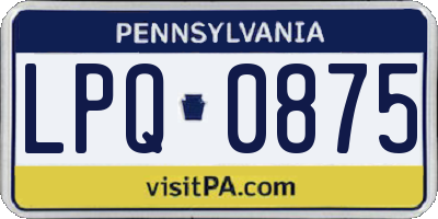 PA license plate LPQ0875