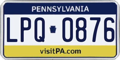 PA license plate LPQ0876