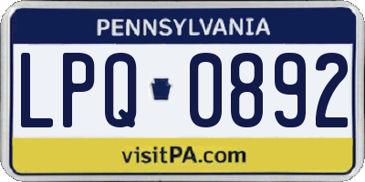 PA license plate LPQ0892