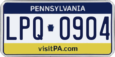 PA license plate LPQ0904