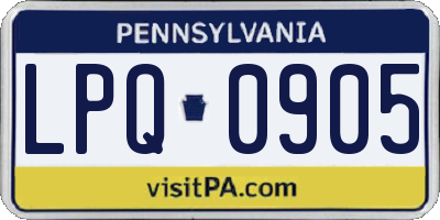PA license plate LPQ0905