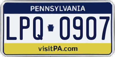PA license plate LPQ0907