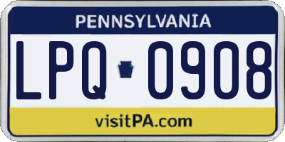 PA license plate LPQ0908