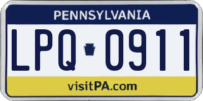 PA license plate LPQ0911