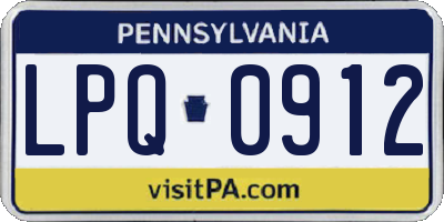 PA license plate LPQ0912