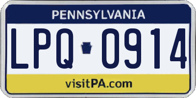 PA license plate LPQ0914