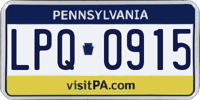 PA license plate LPQ0915