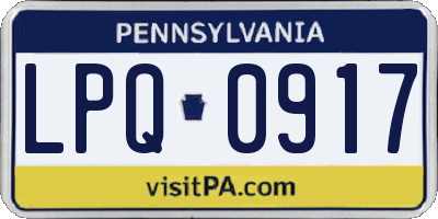 PA license plate LPQ0917