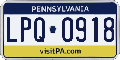PA license plate LPQ0918