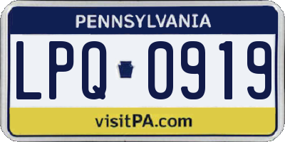 PA license plate LPQ0919