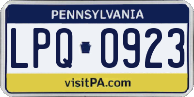 PA license plate LPQ0923