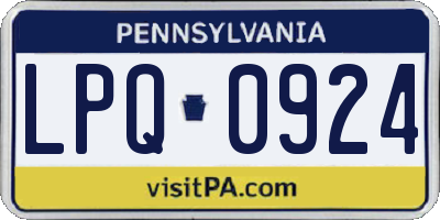 PA license plate LPQ0924