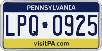 PA license plate LPQ0925