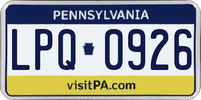 PA license plate LPQ0926