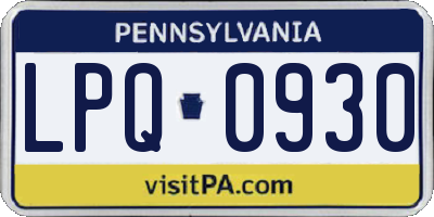 PA license plate LPQ0930