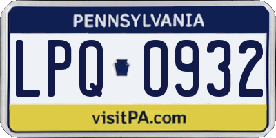 PA license plate LPQ0932