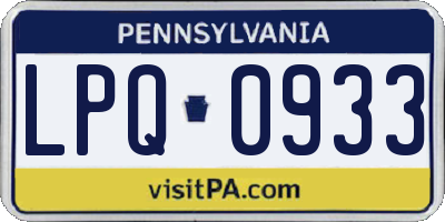 PA license plate LPQ0933