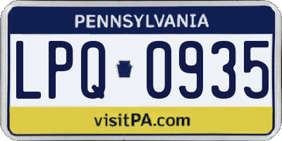 PA license plate LPQ0935
