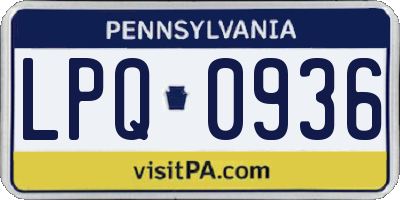 PA license plate LPQ0936