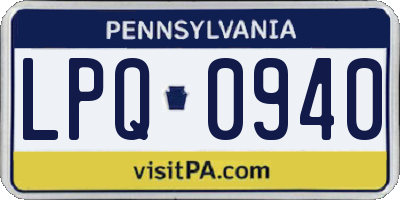 PA license plate LPQ0940