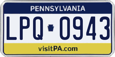 PA license plate LPQ0943