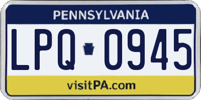 PA license plate LPQ0945